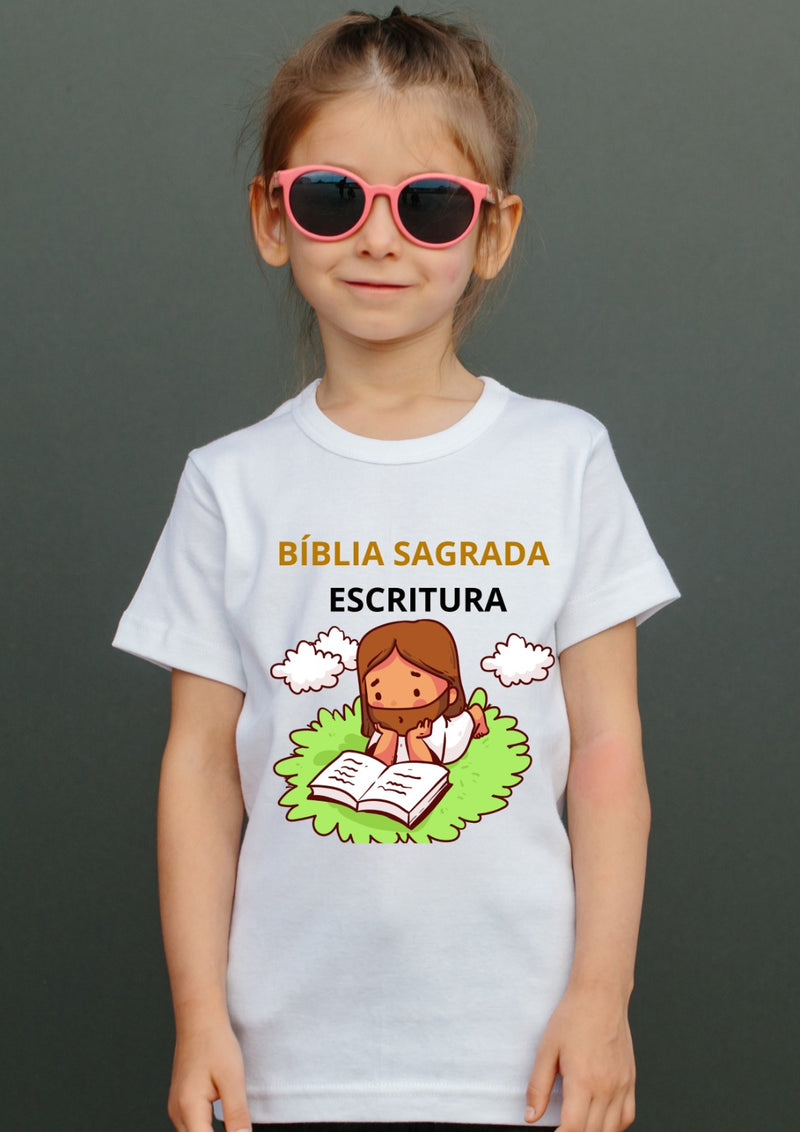 Camiseta Infantil "Bíblia Sagrada Escritura"