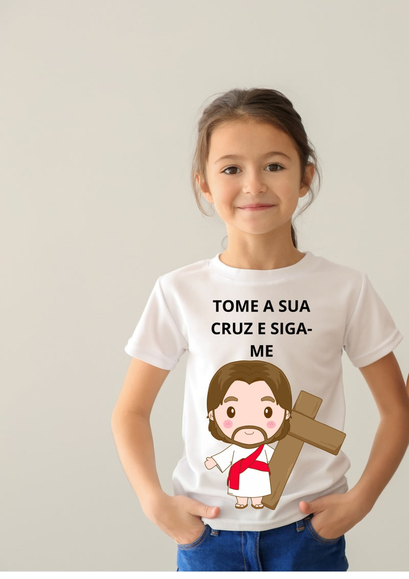 Camiseta Infantil "Tome a sua Cruz e Siga-me"