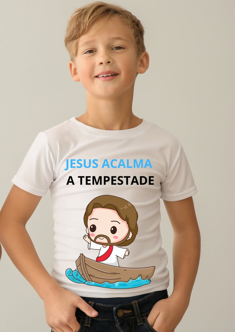 Camiseta Infantil " Jesus acalma a tempestade "